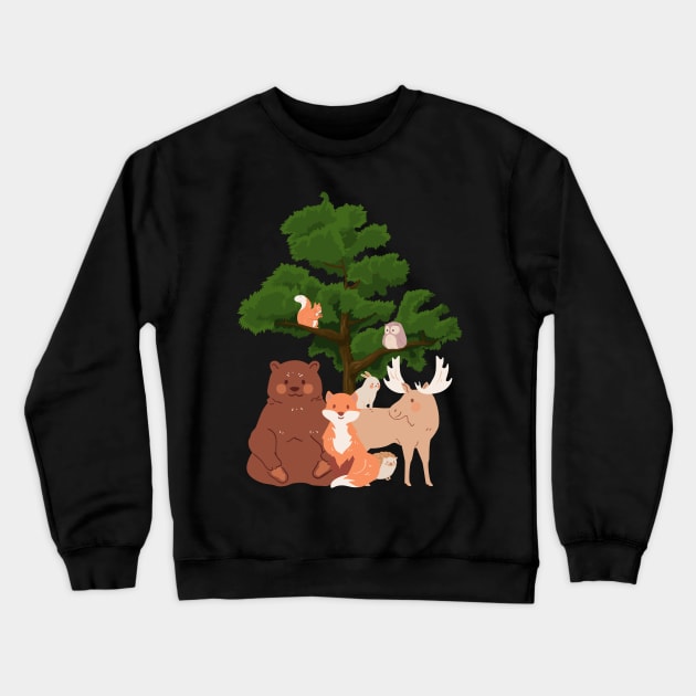 Cute Woodland Forest Animals Crewneck Sweatshirt by Daytone